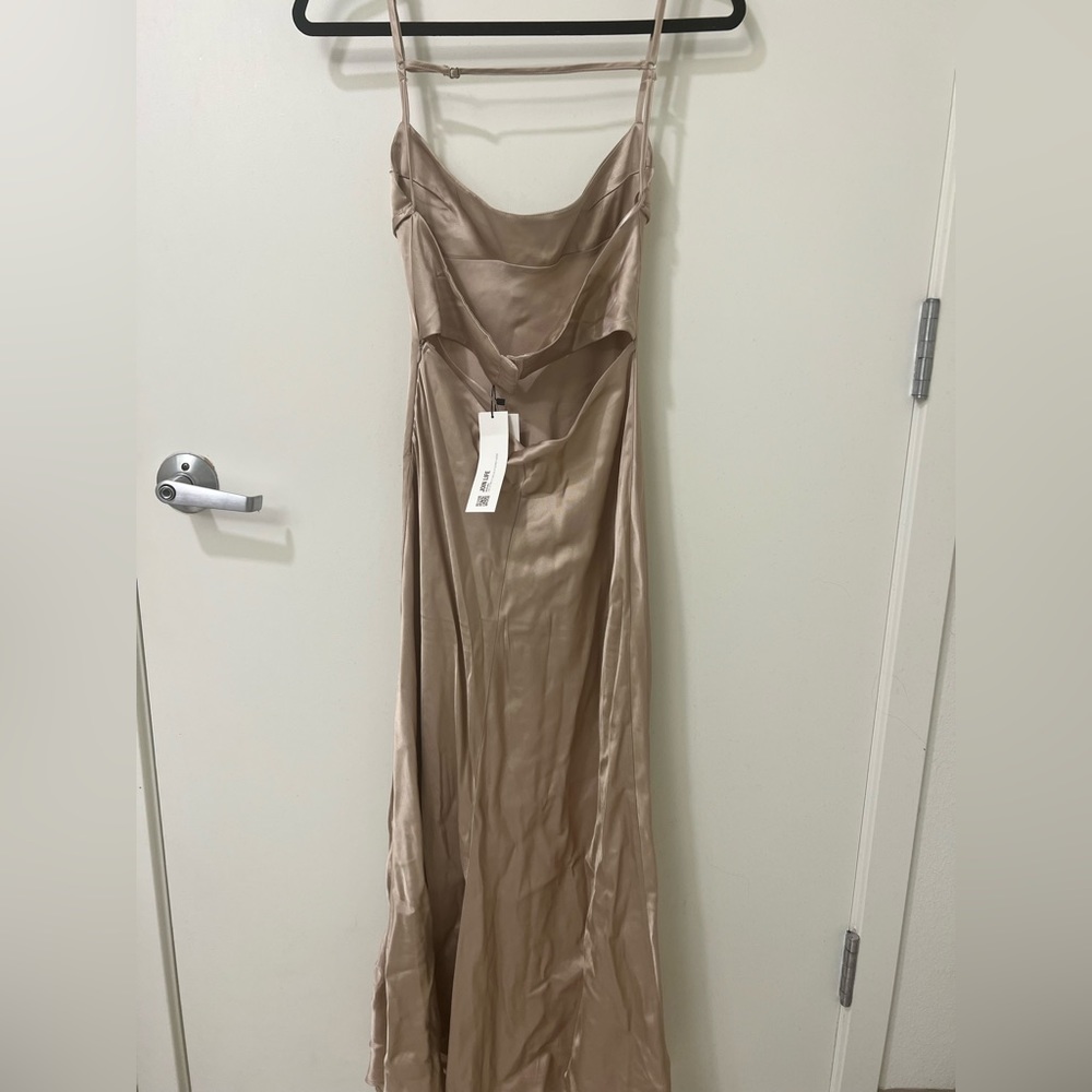 Zara Beige Satin Slip Dress - Picture 8 of 8